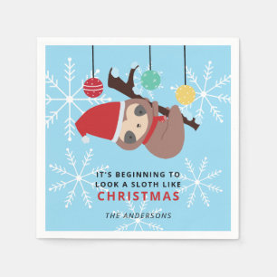 Cute Sloth Kerstpunny Kawaii Holiday Winter Servet