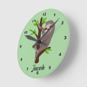 Cute Sloth Kid's Wall Clock Ronde Klok (Hoek)