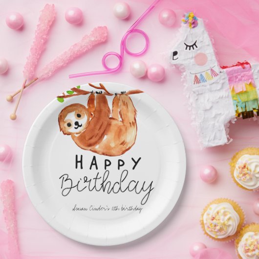 Cute sloth kind verjaardagsfeestje bord (Feest)