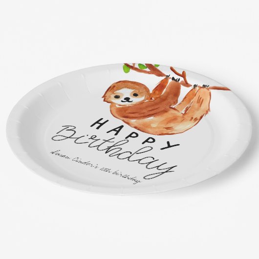 Cute sloth kind verjaardagsfeestje bord (Gekanteld)