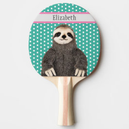 Cute Sloth Kinder Blue Name Animal Pattern Tafeltennisbatje