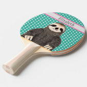 Cute Sloth Kinder Blue Name Animal Pattern Tafeltennisbatje (Voorkant Gekanteld)