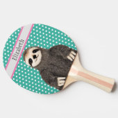 Cute Sloth Kinder Blue Name Animal Pattern Tafeltennisbatje (Zijkant)