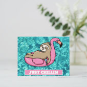 Cute Sloth Lazy Summer Funny Just Chillin Briefkaart (Staand voorkant)