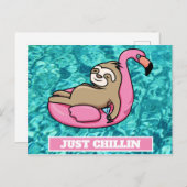 Cute Sloth Lazy Summer Funny Just Chillin Briefkaart (Voorkant / Achterkant)