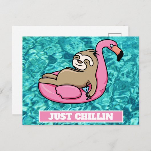 Cute Sloth Lazy Summer Funny Just Chillin Briefkaart (Voorkant / Achterkant)
