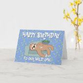 Cute Sloth Lazy Tropical Jungle Animal Birthday Kaart (Gele Bloem)