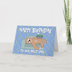 Cute Sloth Lazy Tropical Jungle Animal Birthday Kaart