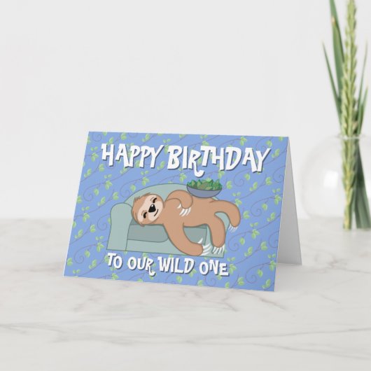 Cute Sloth Lazy Tropical Jungle Animal Birthday Kaart (Voorkant)