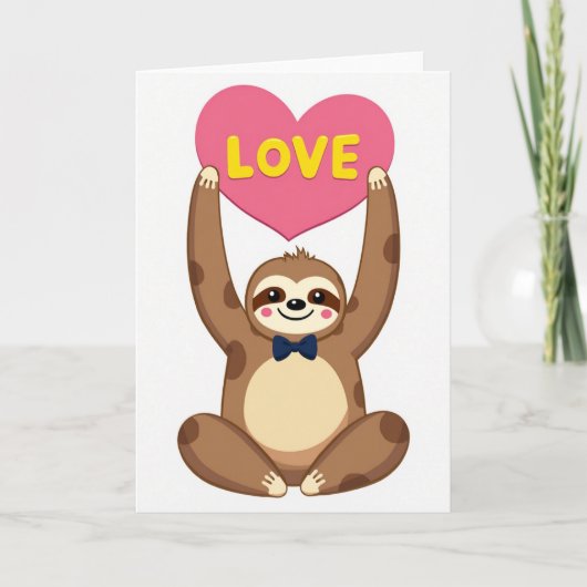 Cute Sloth Love Heart Card Kaart (Voorkant)