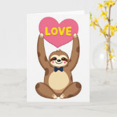 Cute Sloth Love Heart Card Kaart (Gele Bloem)