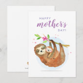 Cute Sloth Ma Baby Happy Moederdag card Bedankkaart (Voorkant / Achterkant)