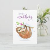 Cute Sloth Ma Baby Happy Moederdag card Bedankkaart (Staand voorkant)