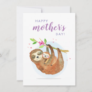 Cute Sloth Ma Baby Happy Moederdag card Bedankkaart