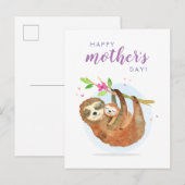 Cute Sloth Ma Baby Happy Moederdag card Briefkaart (Voorkant / Achterkant)