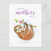 Cute Sloth Ma Baby Happy Moederdag card Briefkaart (Voorkant)