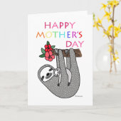 Cute Sloth Ma Baby Happy Moederdag Rainbow Kaart (Gele Bloem)