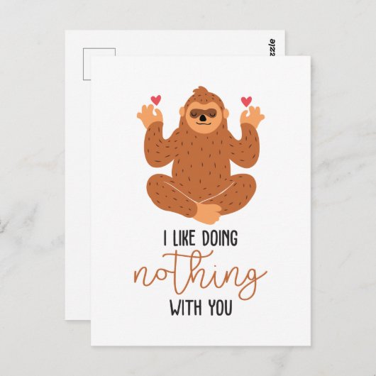 Cute Sloth Meditating Briefkaart (Voorkant / Achterkant)