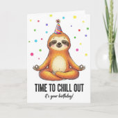 Cute Sloth Meditation Time To Chill Birthday Card Kaart (Voorkant)