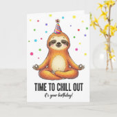 Cute Sloth Meditation Time To Chill Birthday Card Kaart (Gele Bloem)