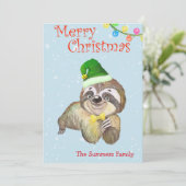 Cute Sloth Merry Kerstmis Feestdagenkaart (Staand voorkant)