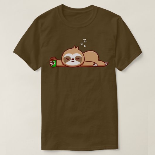 Cute Sloth met koffie Cup Cartoon1 T-shirt (Design voorkant)