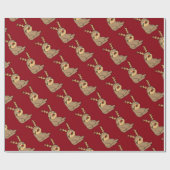 Cute Sloth met Reindeer Antlers kerstkunst Cadeaupapier (Vlak)