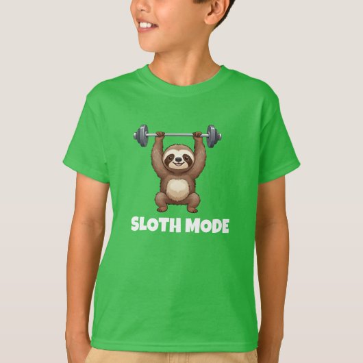 Cute Sloth Mode Cartoon Kids Green T-shirt (Voorkant)