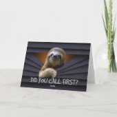 Cute Sloth noemde je het eerste metaal gordijn Fun Kaart (Achterkant)