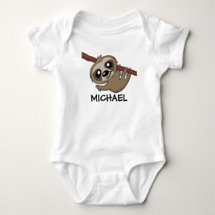 Cute Sloth Oerwoud Cartoon Safari Rainforest Name Romper