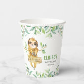 Cute Sloth Oerwoud Greenery Boy Baby shower  Papieren Bekers (Achterkant)