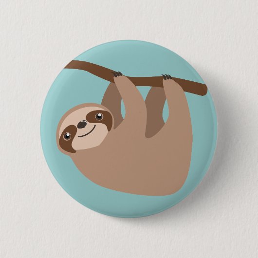Cute Sloth op een Tak Ronde Button 5,7 Cm (Voorkant)
