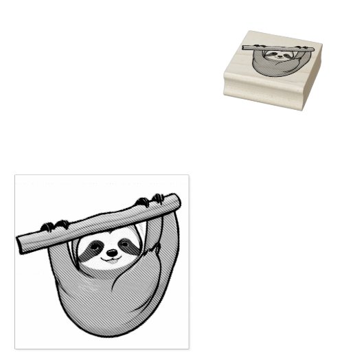 Cute Sloth op een Tak Rubberstempel (Gestempeld)