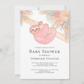 Cute Sloth Pampas Grass Girl's Baby shower Kaart (Voorkant)