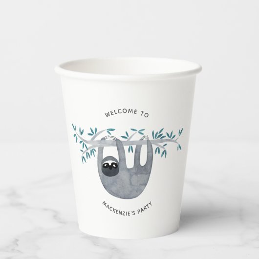 Cute Sloth Party Papieren Bekers (Voorkant)