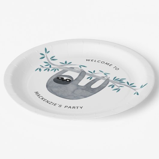 Cute Sloth Party Papieren Bordje (Gekanteld)