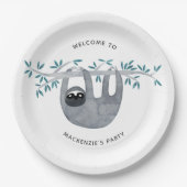 Cute Sloth Party Papieren Bordje (Voorkant)