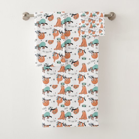 Cute Sloth Pattern Bad Handdoek (Insitu)