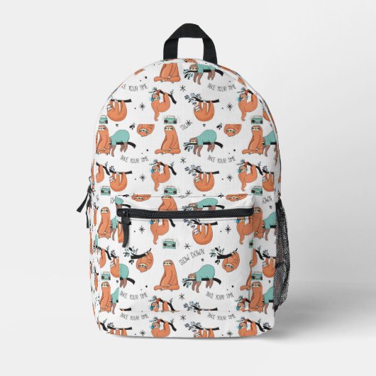 Cute Sloth Pattern Bedrukte Rugzak (Voorkant)