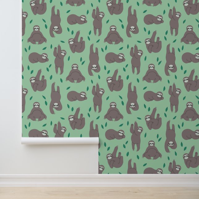 Cute Sloth Pattern Behang (Applicatie)