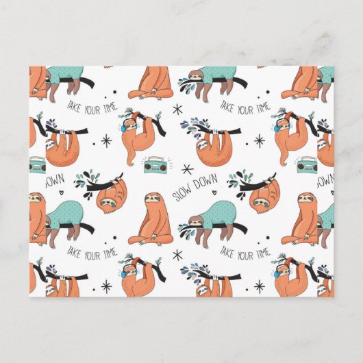 Cute Sloth Pattern Briefkaart (Voorkant)