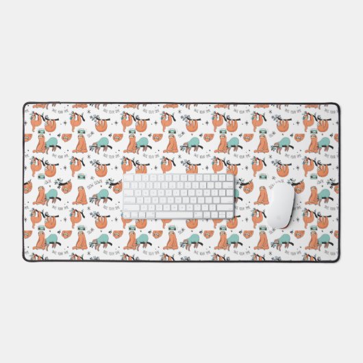 Cute Sloth Pattern Bureaumat (Keyboard & Muis)
