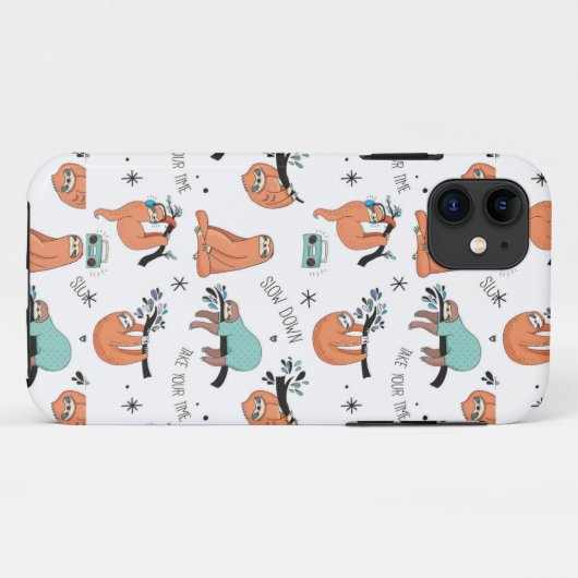 Cute Sloth Pattern Case-Mate iPhone Case (Achterkant (horizontaal))