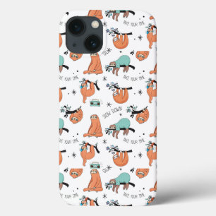 Cute Sloth Pattern iPhone 13 Hoesje