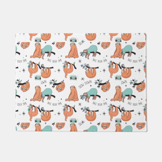 Cute Sloth Pattern Deurmat (Voorkant)