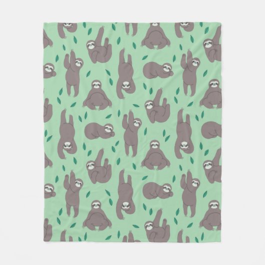 Cute Sloth Pattern Fleece Deken (Voorkant)