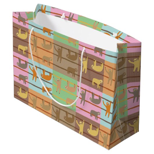 Cute Sloth Pattern Groot Cadeauzakje (Achterkant Gekanteld)