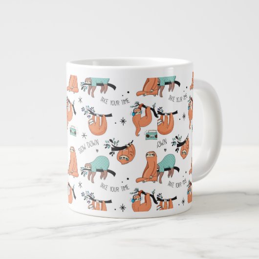 Cute Sloth Pattern Grote Koffiekop (Voorkant rechts)