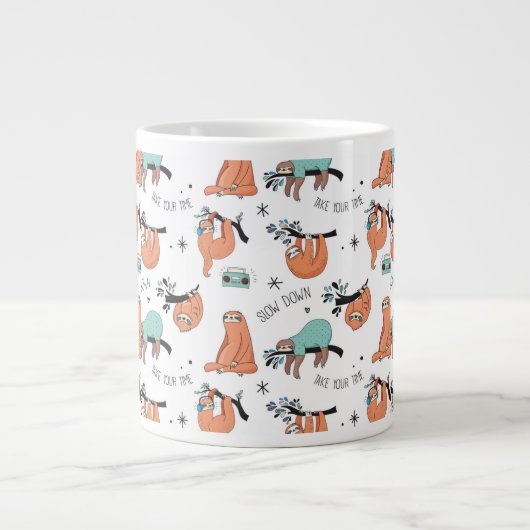 Cute Sloth Pattern Grote Koffiekop (Voorkant)