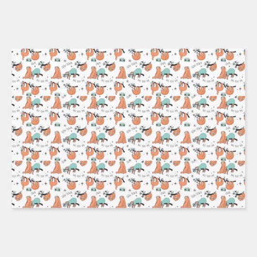 Cute Sloth Pattern Inpakpapier Vel (Voorkant)